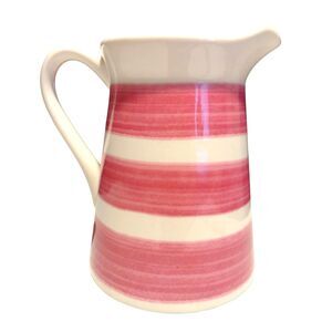 Vintage Ralph Lauren Maritime Stripe Red Pitcher 56oz Ceramic 7 3/4" Retired